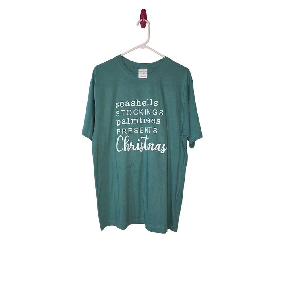 BEALLS Southern Spirit Women's Green Christmas T-Shirt Size L Holiday Tee
